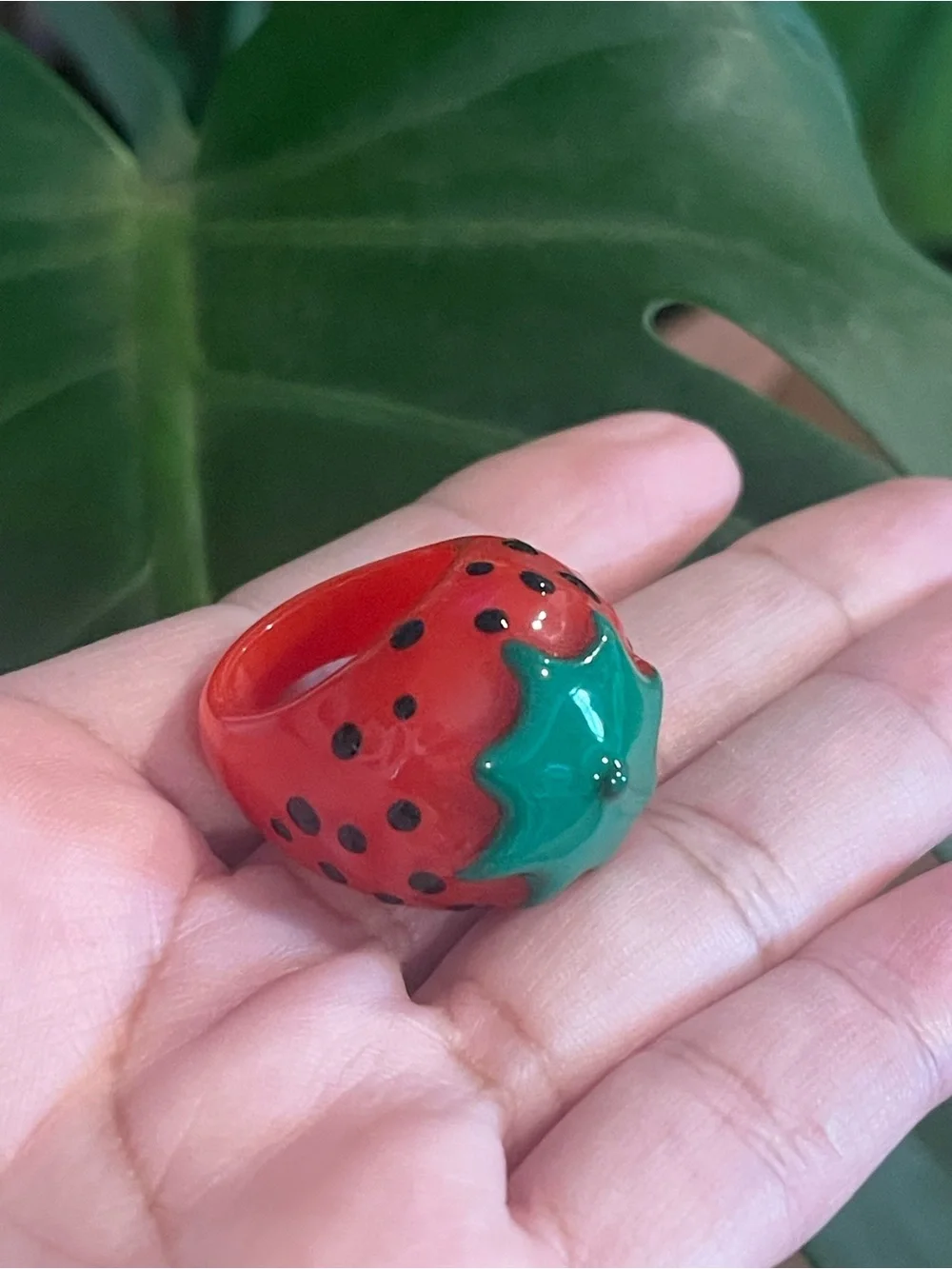 Chunky Strawberry Shaped Ring